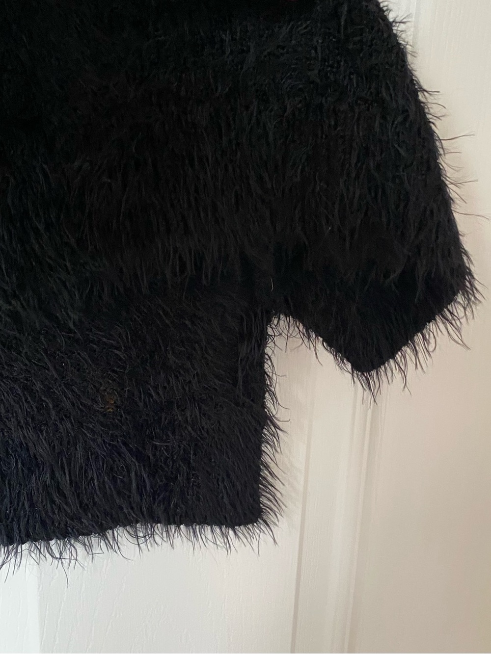 Black Fuzzy Long-Sleeve Women's Dress - Picture 5 of 12
